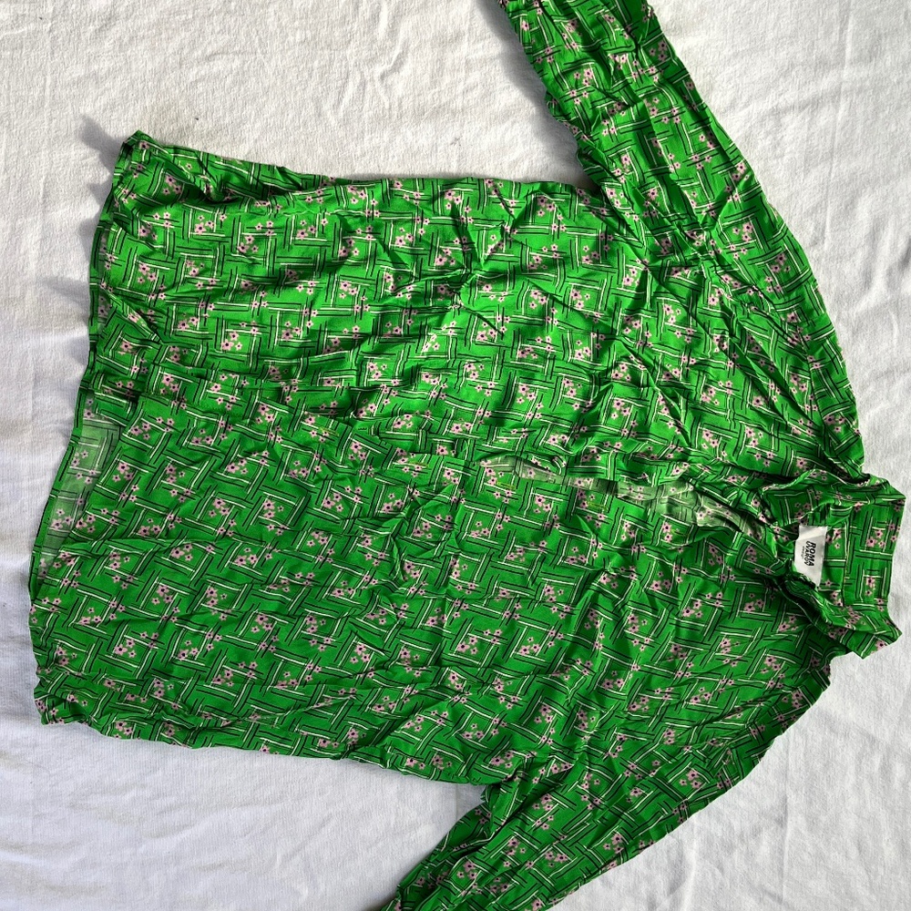 Green Shirt by Roma Uvarov — Vintage Soviet Fabric — XXL - Picture 6 of 11